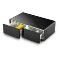 Caso Sound & Cool Black, Soundbar und Lounge-Tisch mit Lademöglichkeiten, Bluetooth, USB, klangvoller Sound, LED-Beleuchtung, Zwei Kühlfächer (insg. 135 l), individuell einstellbarer Temperatur