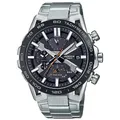 Casio Herren Solar Armbanduhr, 55.60mm GehäusegröÃŸe mit schwarz analog Zifferblatt und Silber Metallarmband Armband EQB-2000DB-1AER