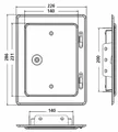 Upmann Kamintür 14 x 20 cm WEIß Vierkantverschluss Schornsteintür 140x200mm