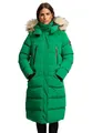 MARIKOO lange Damen Winterjacke warmer Parka gesteppt mit Kapuze B890 [B890-Schneestern-Smarag-Gr.XS]
