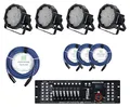 Komplettes Showlite Lichtset: 4x FLP-144 + DMX-Controller Master Pro USB + Kabel (144 x 10mm LED, RGB-Farbmischung, 15 Watt, 90-240V - 50/60Hz)