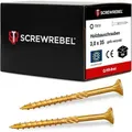 SCREWREBEL Holzbauschraube Holzbauschraube Senkkopf, Teilgweinde, gelb verzinkt, ETA, Torx, (100 St) 5 x 100 mm