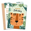 MeinBaby123® 10 Einladungskarten Kindergeburtstag Jungs und Mädchen | Geburtstagseinladungen für Kinder | Tiger Einladungskarte | inkl. 10 Briefumschläge | Premium Qualität (Tiger V1)