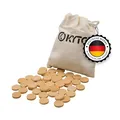 Kyto Bingo Holz Chips - 150 Scheiben aus Holz für Bingospiel-Karten 14/3 mm. Holzsteine, Zählsteine, Marker oder sonstige Spielsteine, mit Stoffbeutel
