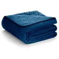 Restilo Tagesdecke Tagesdecke Bettüberwurf Allzweckdecke Wohndecke Samt Optik, Bettüberwurf mit Steppung blau 220 cm x 240 cm