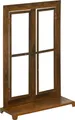 Outsunny Eisenfenster, Edelrost Sprossenfenster, 55 x 80 cm Fensterrahmen mit Schwelle und Riegel, Gartendekoration für Balkon, Terrasse, Rustikal-Braun