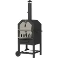 Outsunny 2-in-1 Pizzaofen, Grillofen mit Pizzastein, Aschefach, 2 Grillrost - Schwarz