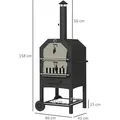 Outsunny - Pizzaofen - 66L x 45B x 158H cm - schwarz