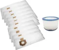 Trade-Shop SET: Microvlies-Beutel (10x) + Rundfilter kompatibel mit Makita 446L, 446LX, P-70194, P-70219, Festool 493826, 485808, Hitachi 40010715
