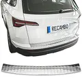 RECAMBO Ladekantenschutz Edelstahl kompatibel für Skoda Karoq | NU7 | BJ ab 2017 - Hochglanz poliert, Chrom Look - Styling und Schutz für die Stoßstange