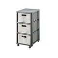 ROTHO Aufbewahrungsbox Country Rollcontainer mit 3 Schubladen in Rattan-Optik, Anthrazit / Cappuccino