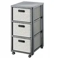 Rotho Country Rollcontainer 3 Schubladen Rattan-Optik Aufbewahrungs Cappuccino