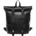 SID & VAIN Rolltop Rucksack echt Leder - 15.4 Zoll Laptop Lederrucksack CHAZ - Rucksack zum Rollen mit Laptop-Fach - Lederrucksack Herren und Damen schwarz handgefertigt