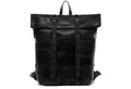SID & VAIN Rucksack echt Leder Rucksack groß 15 Zoll Laptop Fach schwarz, Tagesrucksack Roll-Top Echtleder Damen Herren Vintage-schwarz