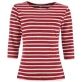 modAS 3/4-Arm-Shirt 25902 Bretonisches Damenshirt Rundhalsshirt mit Streifen aus Baumwolle rot 40