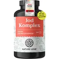 NATURE LOVE® Jod Komplex für die Schilddrüse - 180 Kapseln - mit Jod, Selen