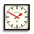 NEWGATE® Number Five Wanduhr | Von quadratischer Retro inspirierter moderner stationsuhr | 40cm | Schwarz mit roten händen | Mid-Century-Stil für küche, Wohnzimmer oder büro