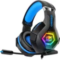 Ozeino Gaming Headset for Xbox Ps4 Ps5 PC, Ps4 Headset with Microphone 3D Surround Sound Headphones Noise Cancelling RGB Lights