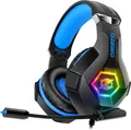 Ozeino Gaming Headset PS4 PS5 PC Microphone 3D Surround Sound RGB Lights