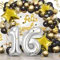 Geburtstag zahlen luftballon 16 jahre | Folienballon Sliber- Folienballon in 40"-101cm Geburtstagsdeko - Ballon Zahl Deko zum Geburtstag fliegt mit Helium für Mädchen Junge 16.Geburtstags