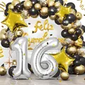 Eleganter Silbergrau Zahlenballon für den 16. Geburtstag - Wiederverwendbar