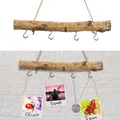 Dekostange aus Birkenholz mit 4 Metalhaken 30cm Dekostange naturfarben mit Juteseil