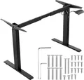 VEVOR Schreibtisch Gestell, verstellbare Höhe 70-117 cm und Länge 90-135 cm, elektrisches Tischgestell, ergonomische DIY-Arbeitsplatzbasis für Zuhause und das Büro (nur schwarzer Rahmen)