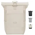 LARKSON Rucksack Damen Herren Beige - No 4 - Rolltop Backpack mit Laptopfach Uni, Arbeit & Fahrrad - Großer Reiserucksack - Wasserabweisend