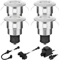ledscom.de LED Boden-Einbauleuchte Atria für außen Aluminium warm-weiß, je 14lm, IP65, 40mm Ø 4er Set
