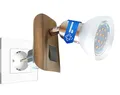 Trango LED Steckdosenlicht mit Glasschirm, Steckerdoese Nachtlicht inkl. 1x GU10 LED Leuchtmittel 3000K warmweiß & Ein/Aus- Schalter Steckdose Treppenlicht, Steckdosenlicht (1x Edelstahl-Optik)