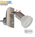 TRANGO LED Steckdosenleuchte, 11-042 LED Steckerleuchte im Edelstahl-Look mit Glas-Lampenschirm, Stecker-Nachtlicht inkl. 1x GU10 LED Leuchtmittel 3000K warmweiß & Ein-/Aus-Schalter, & Ein/Aus- Schalter Leselampe, Küchenlampe