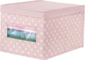 mDesign Aufbewahrungssystem Aufbewahrungsbox aus Stoff mDesign Kiste mit Deckel rosa/weiß gepunk