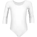 Aquarti Turnanzug Aquarti Mädchen Ballett Trikot 3/4 Arm Gymnastik Ballettanzug weiß 140