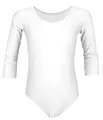 Aquarti Mädchen Ballett Trikot 3/4 Arm Gymnastik Ballettanzug, Farbe: Weiß, Größe: 140