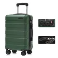 yonsly Premium Reisekoffer TSA-Schloss,YKK-Reißverschluss Hartschalen-Koffer Trolley Kabinenkoffer Rollkoffer Suitcase Handgepäck (Dunkelgrün, M)