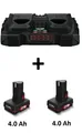 2x PARKSIDE 12V 4Ah Akku PAPK 12 B3 + Akku Doppel-Ladegerät PDSLG 12 B X12V Team