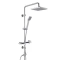 Görbach Regendusche Duschset ohne Armatur, Edelstahl Duschsystem mit Ablage, Wassersparend Duschstange set mit Kopfbrause 20x20cm