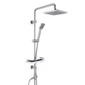 JOHO Edelstahl Duschsystem, Kopfbrauseset mit Ablage und ABS Kopfbrause 20x20cm