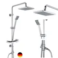 Edelstahl Duschset Regendusche Duschsystem mit Ablage Kopfbrause 20cm Chrom JOHO