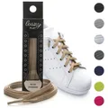 leazy Schnürsenkel ohne Binden Flache Elastische Schuhbänder zum Einhaken, Beige Gummischnürsenkel für Kinder und Erwachsene beige|braun L: Bis 6 Ösen pro Seite