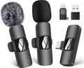 Kabelloses Lavalier Mikrofon für Handy/iPhone/Computer, Wireless USB C Anstec...