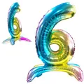 Luftballon 6. Geburtstag Zahl 6 Mehrfarbig Stehende Foil XXL Riesen Folienballon 82cm Geburtstagsdeko Ballon Zahl Deko zum Geburtstag.