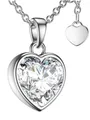 Amoonic Herzkette Halskette Damen Silber 925 Frauen Kette mit Zirkonia Herzanhänger (individuell anpassbare Halskettenlänge), Silberkette Gold Rosegold vergoldet Geschenk Liebe Freundin