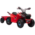 Kinderquad Kinder Elektro-Quad 6V Elektroauto mit Anhänger, 2,5 km/h Metall Rot