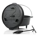 BBQ-Toro Dutch Oven Premium Serie | 7,3 Liter (DO6P), Topf mit Füße | bereits eingebrannt - preseasoned | Verschiedene Größen | Gusseisen Kochtopf | Bräter mit Deckelheber