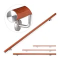 Relaxdays Handlauf Aluminium, rund, Treppengeländer innen, außen, Eiche-Optik, 200 cm, Ø 42mm, mit Wandhalterung, braun