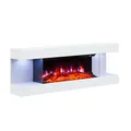 BALDERIA Elektrokamin Lumina | Elektrischer Wandkamin mit 3D-Flammeneffekt | Elektro Heizung 1000/2000W, LED-Beleuchtung | Kamin mit Fernbedienung, Timer & Thermostat | Weiß