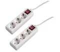 Hama Steckdosenleiste 3 fach mit Schalter, 2er Set, Mehrfachsteckdose, 1,4m Steckdosenleiste 3-fach (Ein- / Ausschalter, Schalterbeleuchtung, Schutzkontaktkupplung, Kabellänge 1,4 m)