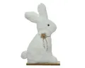 Decoris season decorations Osterfigur, Osterhase Aufsteller Plüsch / Holz 21cm weiß