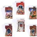 com-four® 100x Grußkarte für Weihnachten - Festtagskarten mit 6 weihnachtlichen Motiven - festliche Klapp-Karten mit Briefumschlägen - Weihnachtskarten - Festgruß (100 Stück - Fenster)